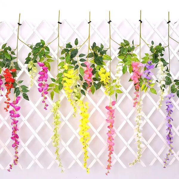 Ghirlande di fiori decorativi artificiali di 6 colori di decorazioni di nozze di glicine da 110 cm per la casa delle nozze con spedizione gratuita