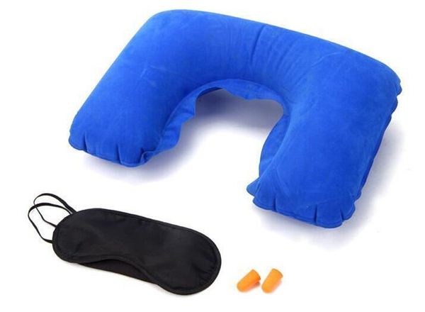 3 In1 Travel Office Set Inflatable U Shaped Neck Pillow Air