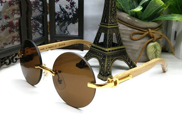 

france design luxury rimless round legs buffalo horn wooden fashion glasses eyewear glasses women brand sunglasses optical reaiu, White;black