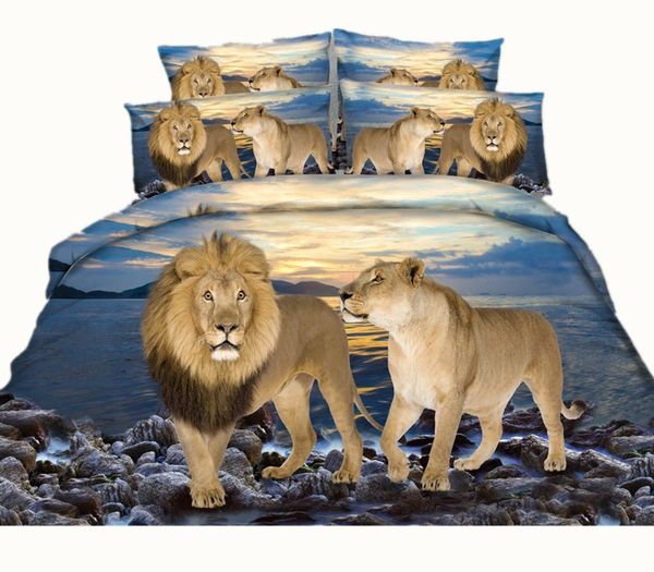 Fashion Design Ocean Lion Leopard 3d Printed Bedding Sets Fabric