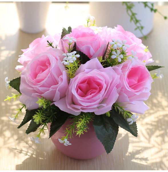Acheter Coolkee Faux Fleurs Vintage Artificielle Pivoine Soie Fleurs Avec Vase De Mariage Décoration De La Maison Pour Bureau Party Decor De 1207 Du
