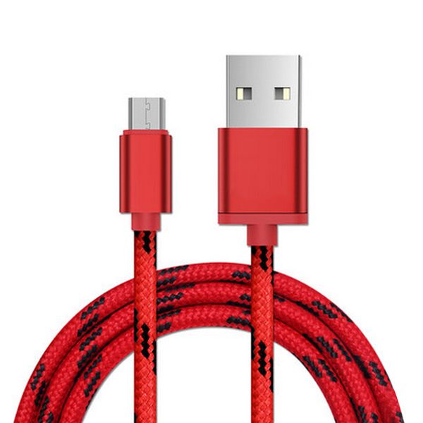

micro usb cables for android phones charger nylon woven alloy case 1 meter 6 colors