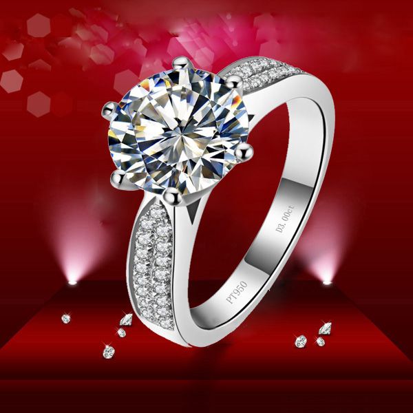 

custom foreverbeauty 3ct round cut design luxury star style synthetic diamond rings for engagement ring, Silver