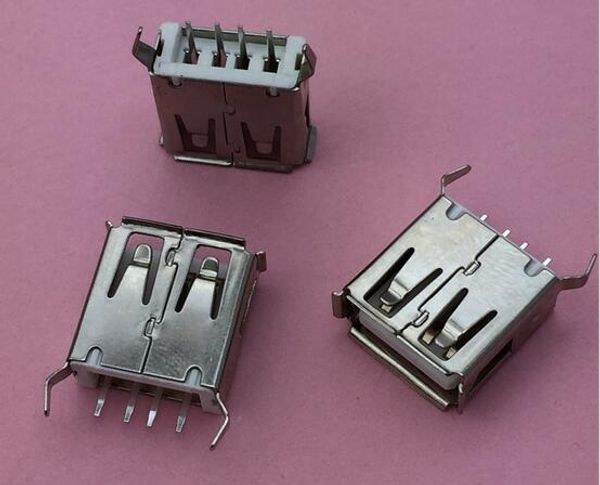 

new usb 2.0 4pin a type female socket connector g55 curly mouth bent foot for data transmission charging