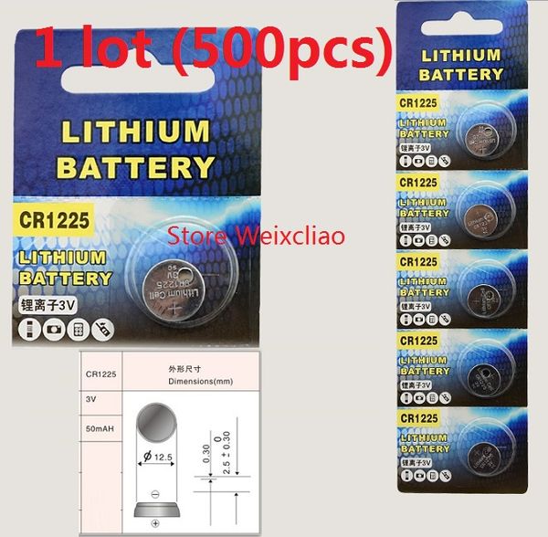 

500 шт. 1 лот CR1225 3 В литий-ионная батарея клетки кнопки CR 1225 3 Вольт литий-ионные моне