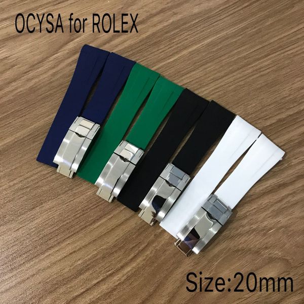 Correia de borracha da marca COYSA para ROLEX SUB 20mm macio durável à prova d'água pulseiras de relógios bandas acessórios banda com fivela de aço