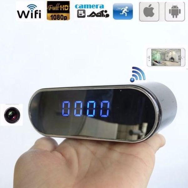 

1080P WiFi P2P Настольные часы IP-камера ночного видения 160 градусов широкий угол цифровой будильник DVR Live View удаленный монитор няня камера