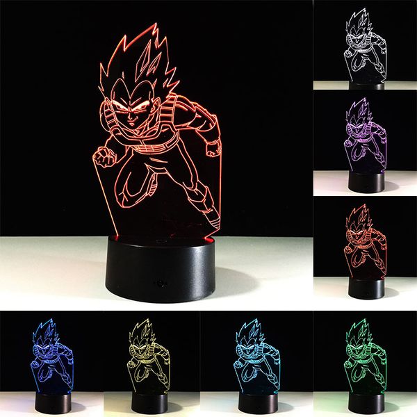 Compre Dragon Ball Z Super Saiyan Goku 3d Led Lámpara De Mesa Touch Colorido 7 Cambio De Color Acrílico Luz De Noche Regalos Para Niños Inicio A
