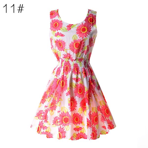 

wholesale- summer dress 2017 women casual bohemian floral sundress printed sleeveless chiffon beach dress, White;black