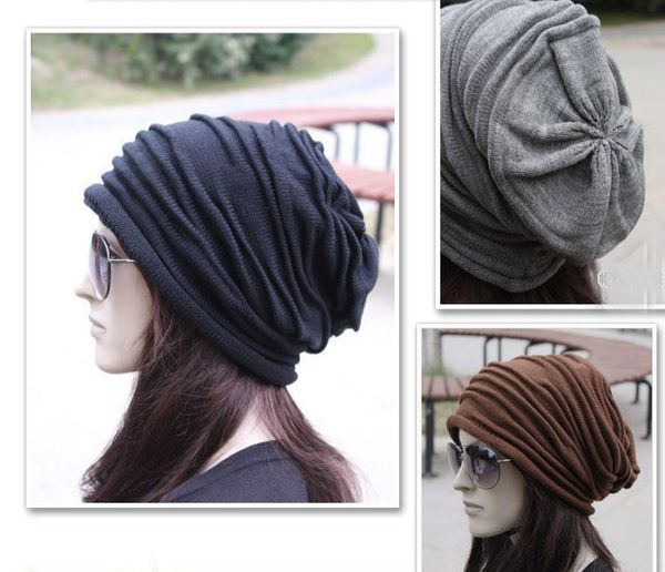 

Fashion Beanie Skull Caps Mens Womens Spring Fall Winter Wool 4Colors Knitted Ruffle Layers Plain Hats Caps G582