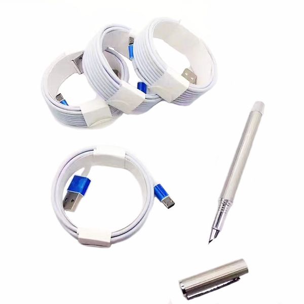 

White Drop Shipping DHL Free 3M 10FT 2M 6FT 1M 3FT Micro USB Металлическая головка Плетеный кабель зарядного устройства Замена шнура питания Изменение цвета