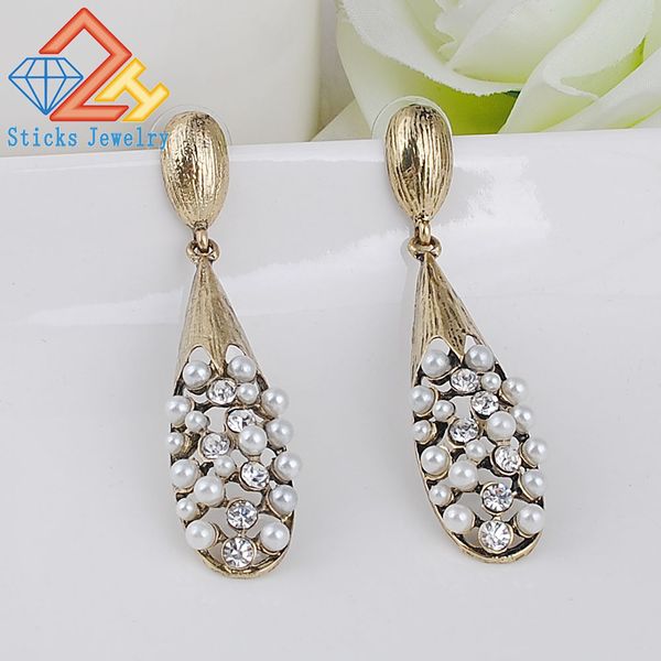 

charm earrings limited edition fashion alloy plant fashion water droplets pearl ear pendants earrings bohemia ing, Silver