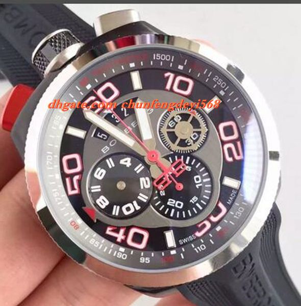 

fashion luxury watch new authentic bomberg bolt 68 quartz chrono black pvd rubber strap watch 45mm men watches quality, Slivery;brown