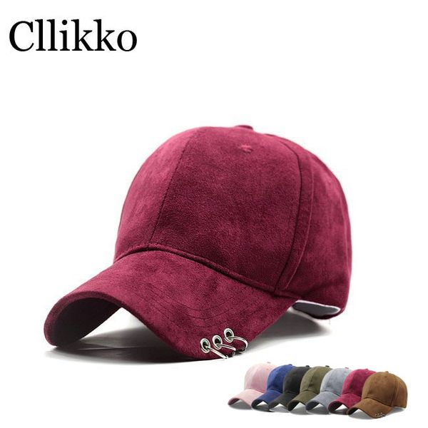 

wholesale- cllikko 2017 new women casual baseball cap deus cap black lady ovo drake hats snapback personality ring suede cap for men, Blue;gray