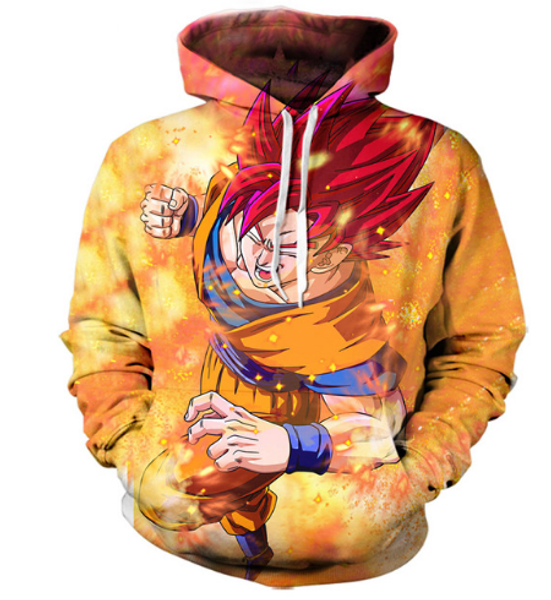

новые модные женские / мужские супер saiyan гоку harajuku стиль смешные 3d печати случайные толстовки унисекс плюс размер kk51, Black