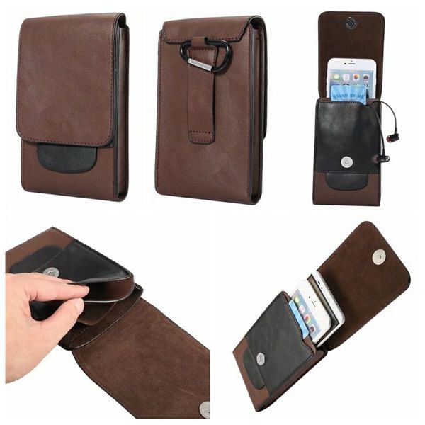 

6.3inch Phone Wallet Leather For Iphone 7 Plus 6 Plus Galaxy S8 Plus Fashion Card Slot Flip Cash Hip Waist Belt Clip Pouch Pocket Frame Card
