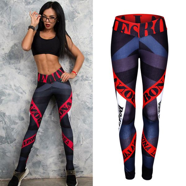 

Letter Print Pattern Yoga Pants Women Fitness Trousers Leggings Breathable Running Tights Sport Gym Leggins Athletic Workout Sportswear