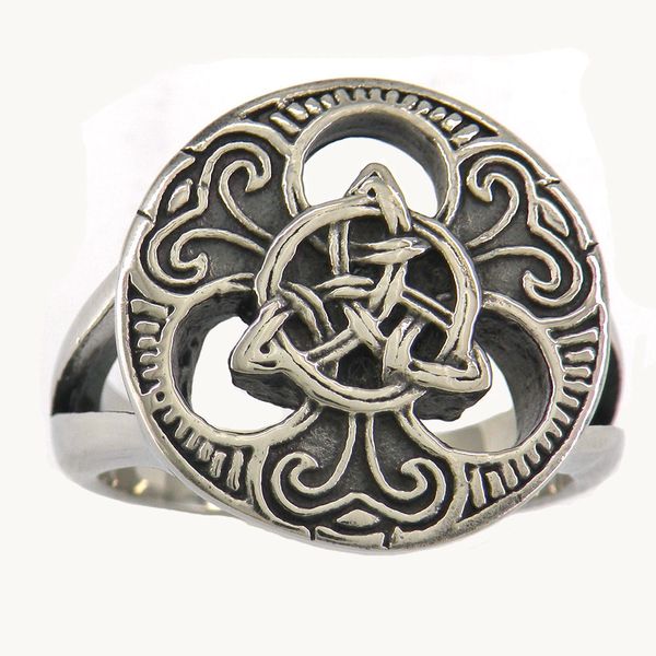 

fanssteel stainless steel vintage mens or wemens jewelry signet classic celtic flower nature ring fashion plant ring 11w69, Silver