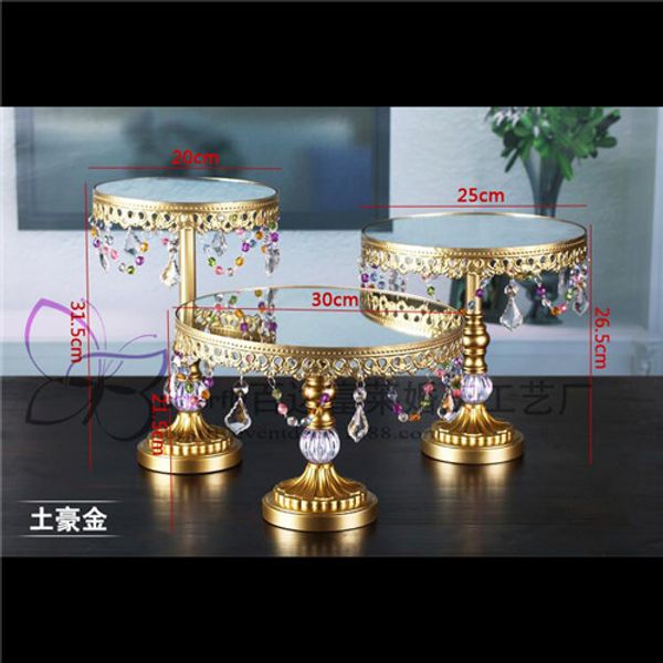 Set Of Gold Cake Stand Wedding Cupcake Stand Set Glass Top Crystal