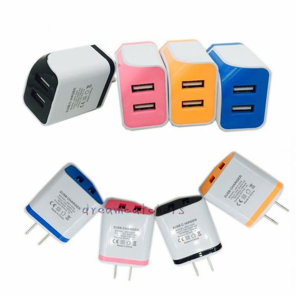 Yeni Çift USB Duvar Şarj Apapter Seyahat AC Güç Adaptörü ABD Plug Tam 5 V 2A Evrensel iphone Samsung Cep Telefonu için