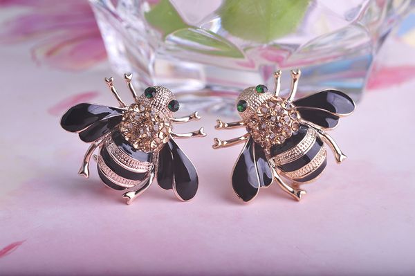 

cute natural insect crystal enamel honey bee brooch pin fashion costume pin brooch delicate jewelry bee pin brooch b528s, Gray