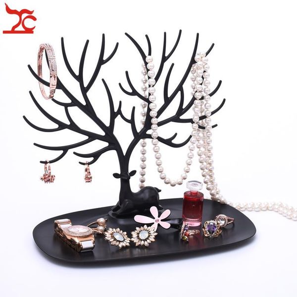 

brand new jewelry deer horn stand necklace earring ring display organizer holder plastic branch tree bracelet display rack, Black