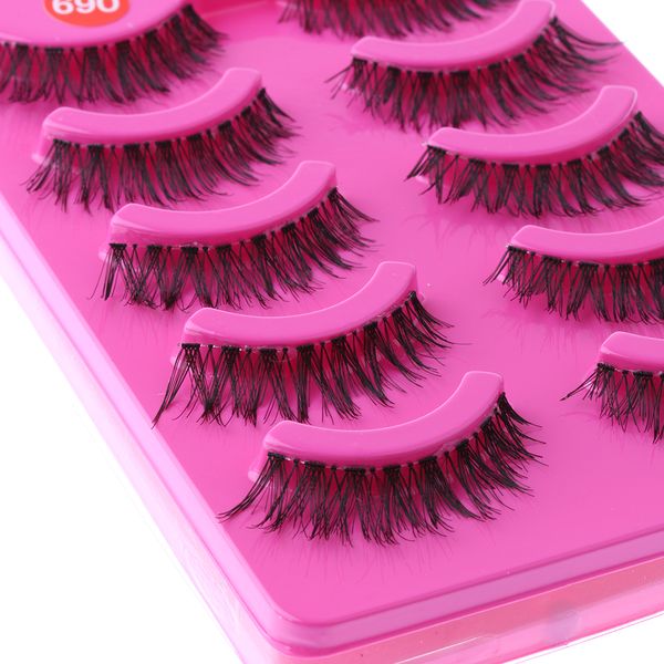

wholesale- 5 pairs of women lady new popular handmade messy natural cross false eyelashes black eye lashes cosmetic makeup tools