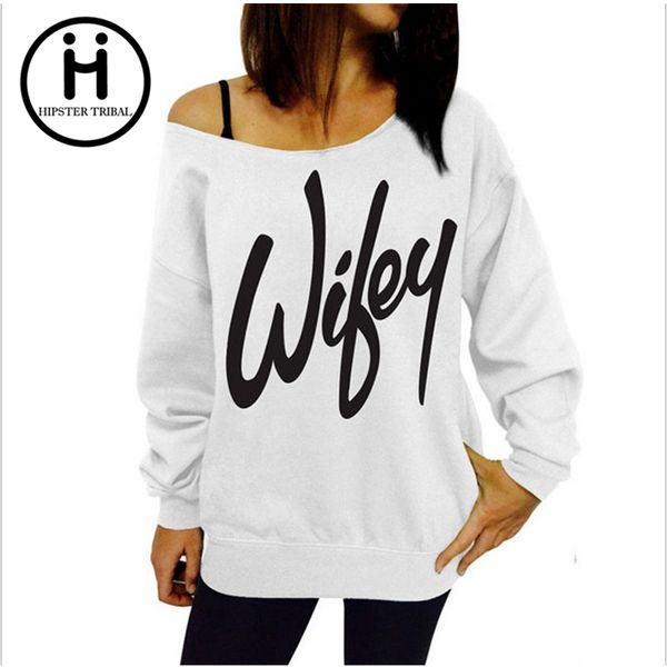 

wholesale- 2016 new women hoodies hoody female cotton splice off shoulder sweatshirts street casual pullover candy coat jacket outwear top, Black