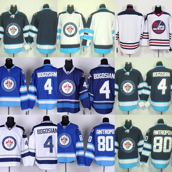 

factory outlet new arrivals-men's winnipeg jets #4 bogosian #80 antropov # blank white blue ice hockey jerseys ing, Black;red