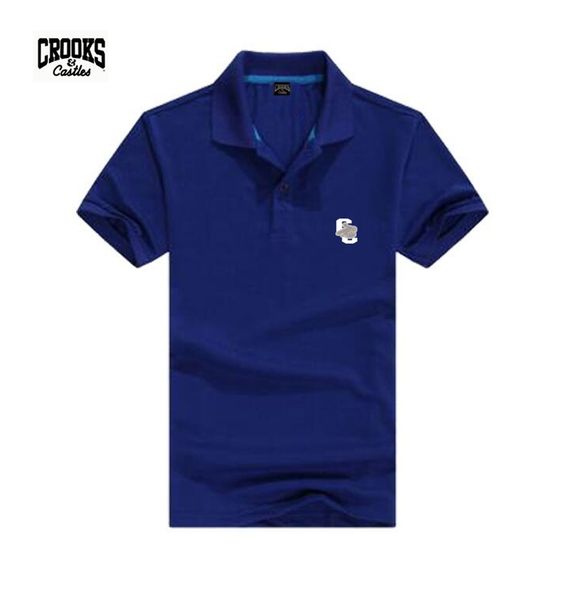 

s422 fashion crooks and castles mens skateboards hip hop polos solid shirt short sleeve cotton polo ing, White;black