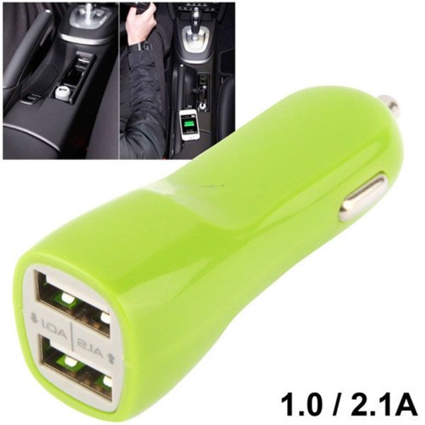 

mini universal 5v-2.1a /1a dual usb port travel car charger adapter for mobile phone tablet pc 300pcs/lot
