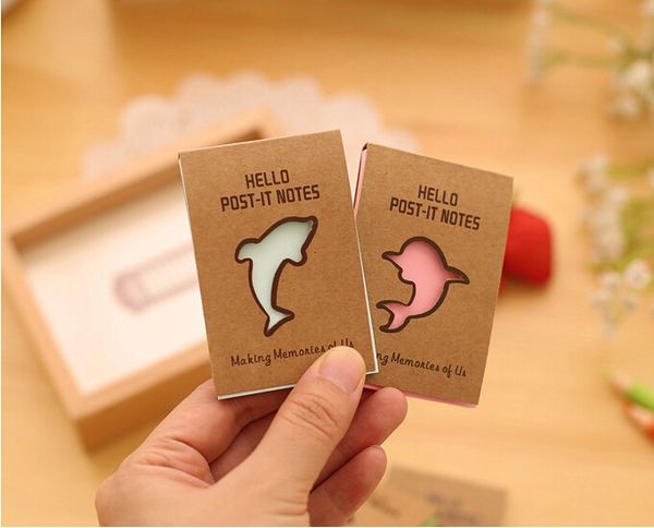 

wholesale- 1 pieces new cute dolphin hollow out notes creative stationery post notepad filofax memo pads office kawaii school decoration