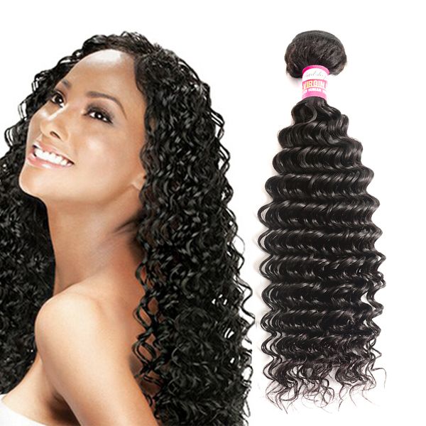 

9a brazilian virgin hair deep wave hair extensions weaves inian malaysian indian mongolian deep curly human hair weave 3 or 4 bundles, Black