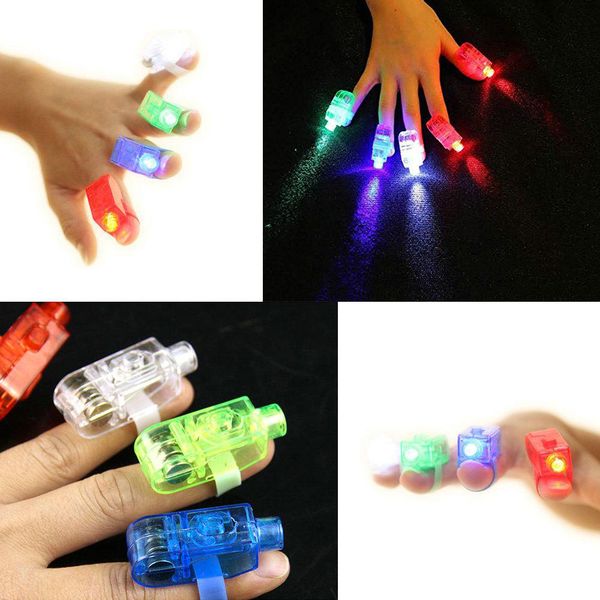 X1000 stks Novelty Gag Speelgoed LED Vinger Licht Glowing Dazzle Kleur Laser Emitting Ring Light-Up Speelgoed voor kind verjaardagscadeautjes