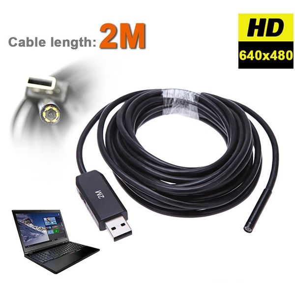 

Wholesale- 2M 5MM USB Endoscope Waterproof 6LED Inspection Tube Snake Video Mini Micro Camera Scope