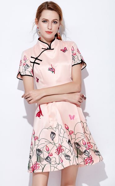 

fashion print women a-line dress short sleeve dresses 049945, Black;gray