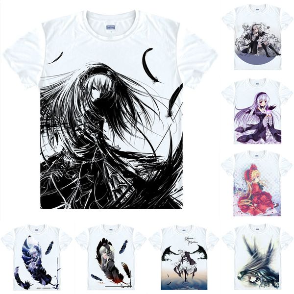 

anime shirt rozen maiden t-shirts multi-style short sleeve suigintou suiseiseki shinku cosplay motivs hentai shirts, White;black