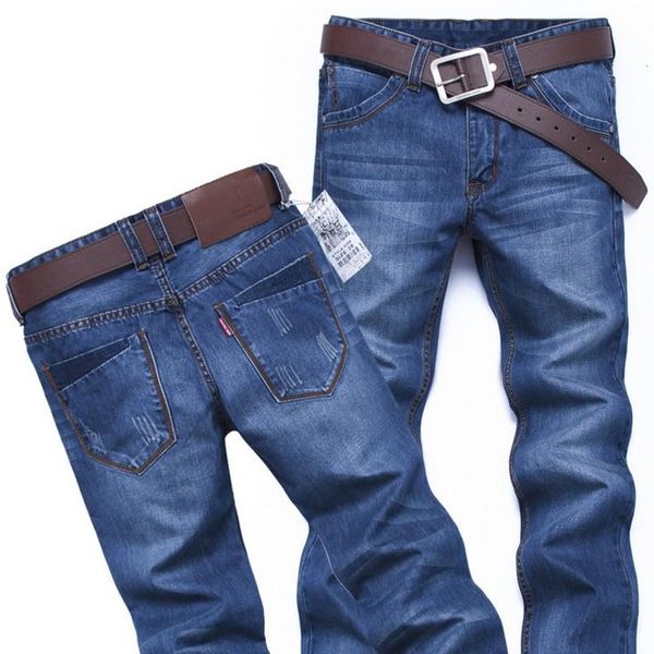 Wholesale- HOT 2017 Indoor Men's Jeans Straight Trousers Slim Moustache Effect Hip Hop Ripped Jeans Homme Denim Overalls Plus Size 28-40