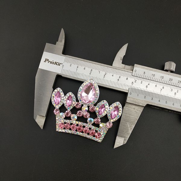 

50pcs/ 50mm crown brooch pin pendant silver tone clear and pink rhinestone crystal costume decoration jewelry wedding brooches, Gray