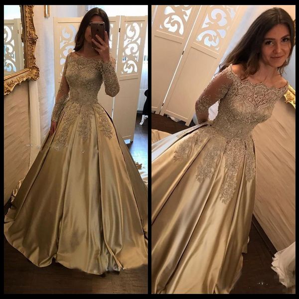 

formal evening party pageant gowns long sleeve prom dress dubai 2k17 gold lace evening dresses vintage, Black