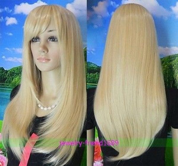 

gt;>>2018 new cosplay long blonde mix straight women wig, Black;brown