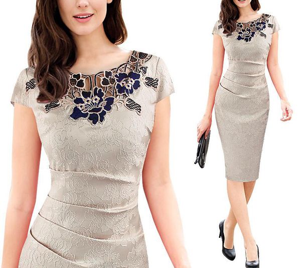 

selling autumn winter 3xl plus size short sleeve lace dress o shape neck ladies' fashion dress, Black;gray