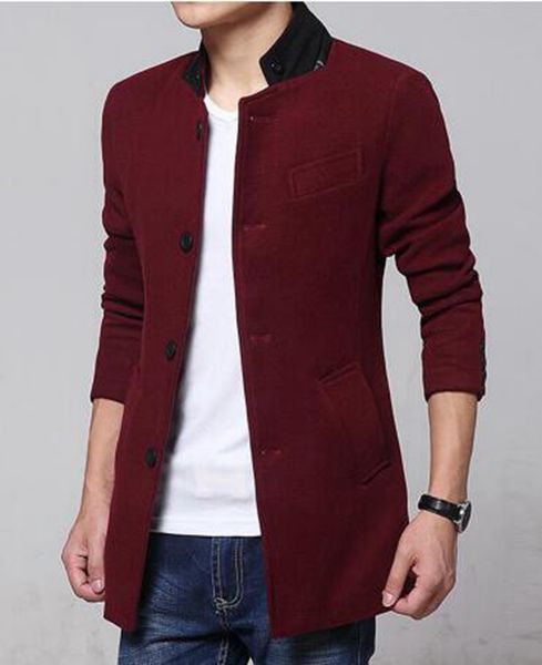 

новые мужчины осень/зима в европе и культивировать свою мораль личности в длинные британские ткани пальто m-2xl, Black