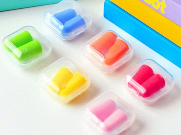 

500pairs/lot fast shipping soft foam ear plugs tapered travel sleep noise prevention earplugs random colors with retail box