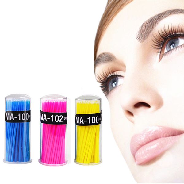 

5box wholesale 100pcs/box disposable eyelash extension clean brush swab makeup removing cleaning brush tool pink green yellow ing