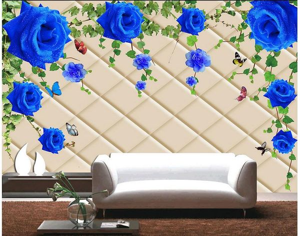 

blue roses soft bag background wall mural 3d wallpaper 3d wall papers for tv backdrop