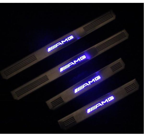 

Для Mercedes AMG W210 W202 W219 W211 E и C-класса из нержавеющей стали порог LED 4PCS / SET DIY Blu-ray Scuff Plate