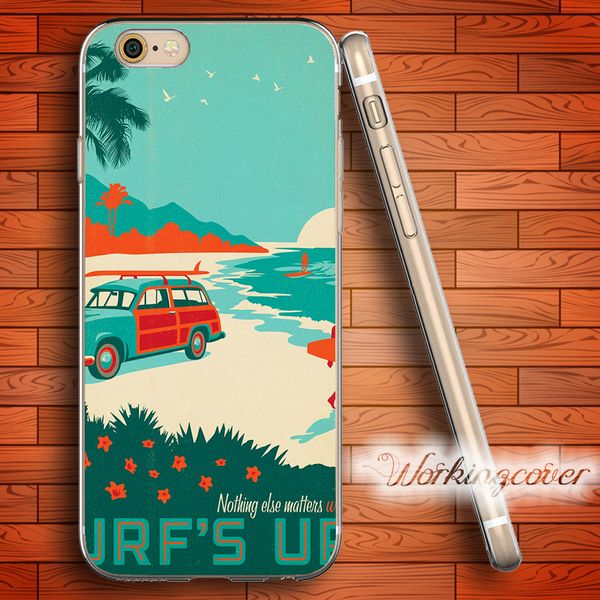 

Capa Surfs Up Poster Soft Clear TPU Case for iPhone 6 6S 7 Plus 5S SE 5 5C 4S 4 Case Silicone Cover.