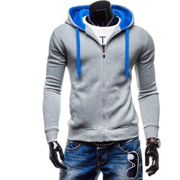 

wholesale-2016 hoodies men sudaderas hombre hip hop mens brand hit color zipper cardigan hoodie sweatshirt slim fit men hoody, Black
