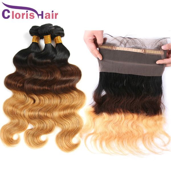 

Pre plucked 360 lace frontal with 3 bundle ombre blonde 1b 4 27 brazilian virgin body wave human hair weave and full frontal clo ure